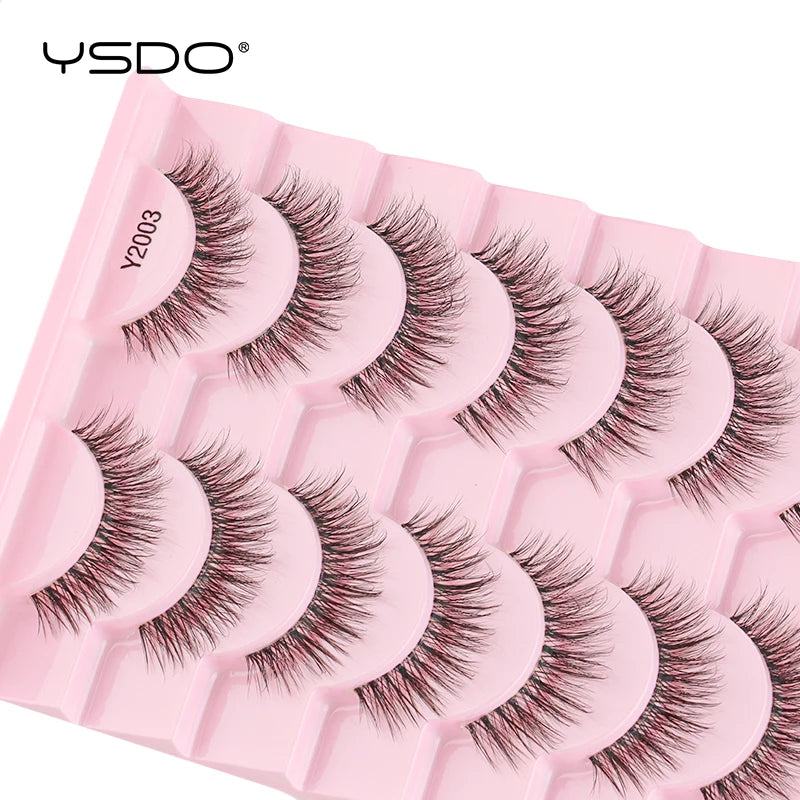 YSDO Natural False Eyelashes 3/6/10 Pairs Wispy Faux 3D Mink Lashes Reusable Fluffy Cat Fake Lashes Extension Makeup Tool Cílios