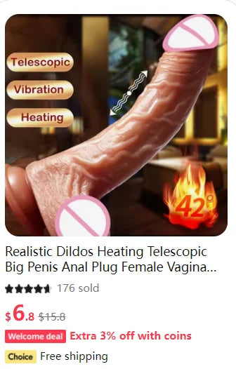 Realistic Dildo Telescopic Vibrator Female Stimulator Big Penis Anal Plug with Heating Thrusting Sex Toys for Women