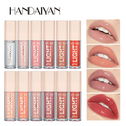 Handaiyan Lip Gloss Sexy Plump Glitter Crystal Jelly Red Nude Lipstick Liquid Waterproof Moisturize Oil Lipgloss Makeup