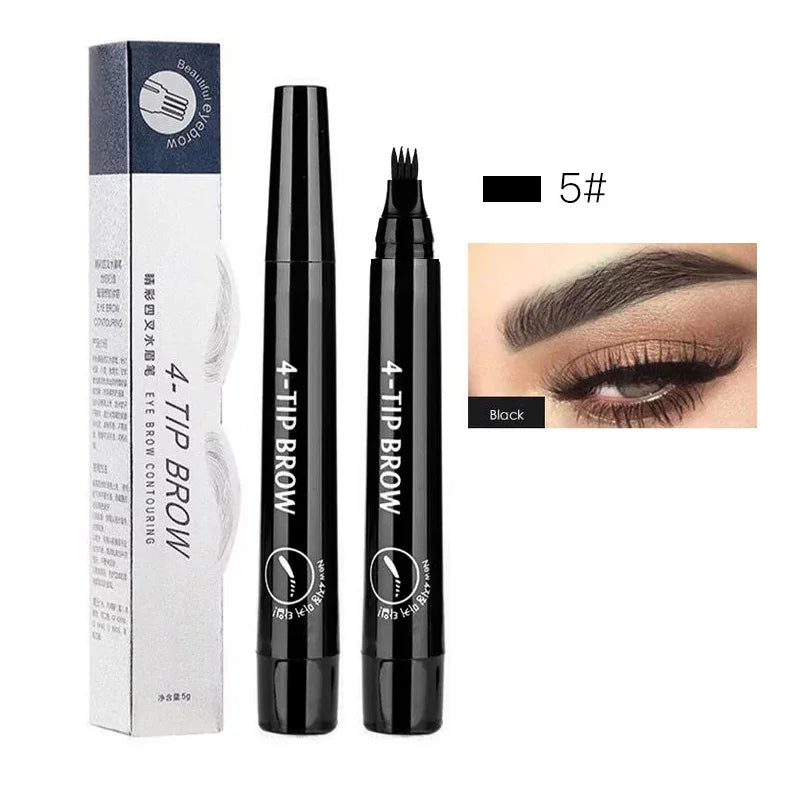 5 Colors Waterproof 4 Fork Tip Eyebrow Tattoo Pencil Long Lasting Brown Liquid Eyebrow Pen Eye Cosmetics Women Beauty Makeup