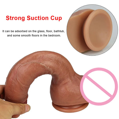 Skin Feeling Realistic Penis Soft Sexy Huge Dildo Female Masturbator Double-layer Silicone Suction Cup Dildos for Women Big Dick