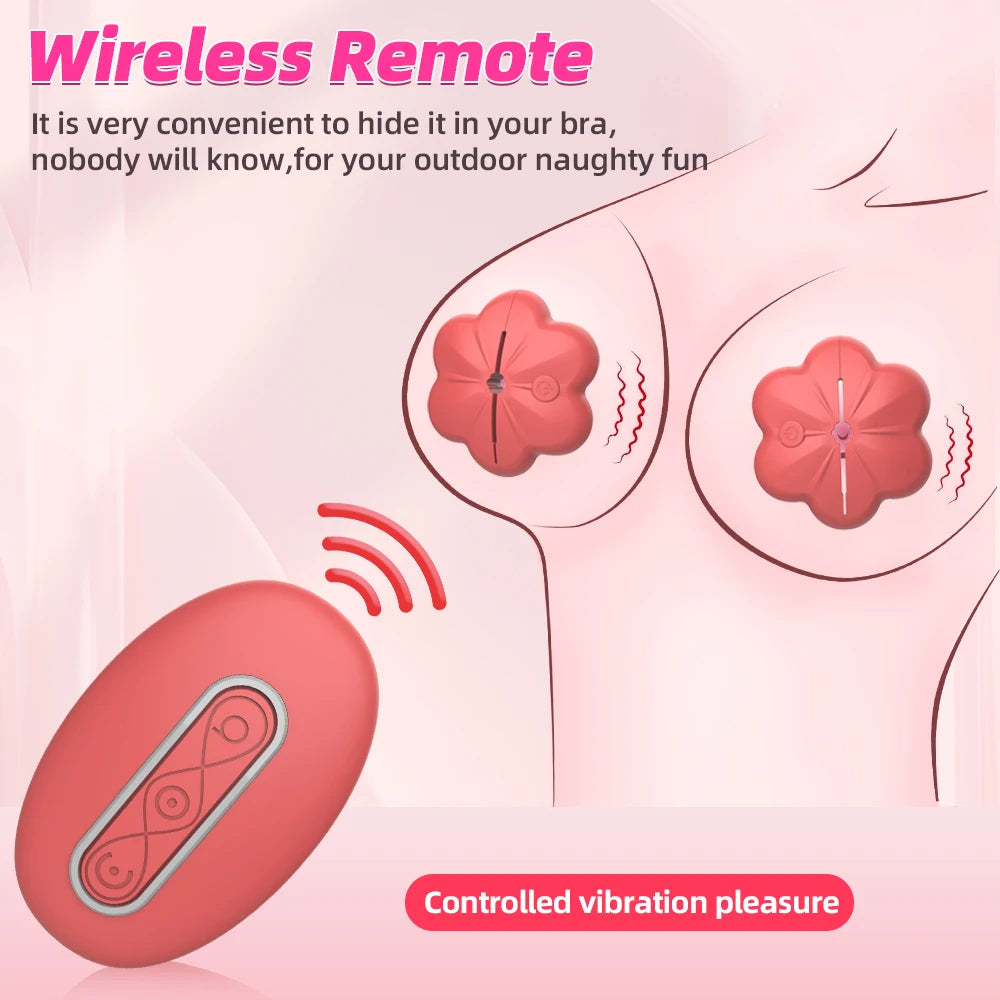 Wireless Remote Nipple Clamps Vibrator Sex Toys for Women Invisible Mini Adjustable Breast Stimulator 10 Mode Adult Pleasure Toy