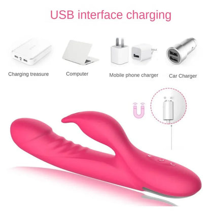 3-IN-1 Rabbit Vibrator Powerful Sucking Licking Nipples Clitoral Stimulator Massager Female G-Spot Finger Dildo Adult Sex Toys