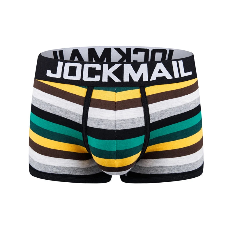 Jockmail Fashion Brand Sexy Underwear Men Boxer Rainbow Stripe Boxershorts Men Low-Rise Breathable Pouch Gay Calzoncillos Hombre