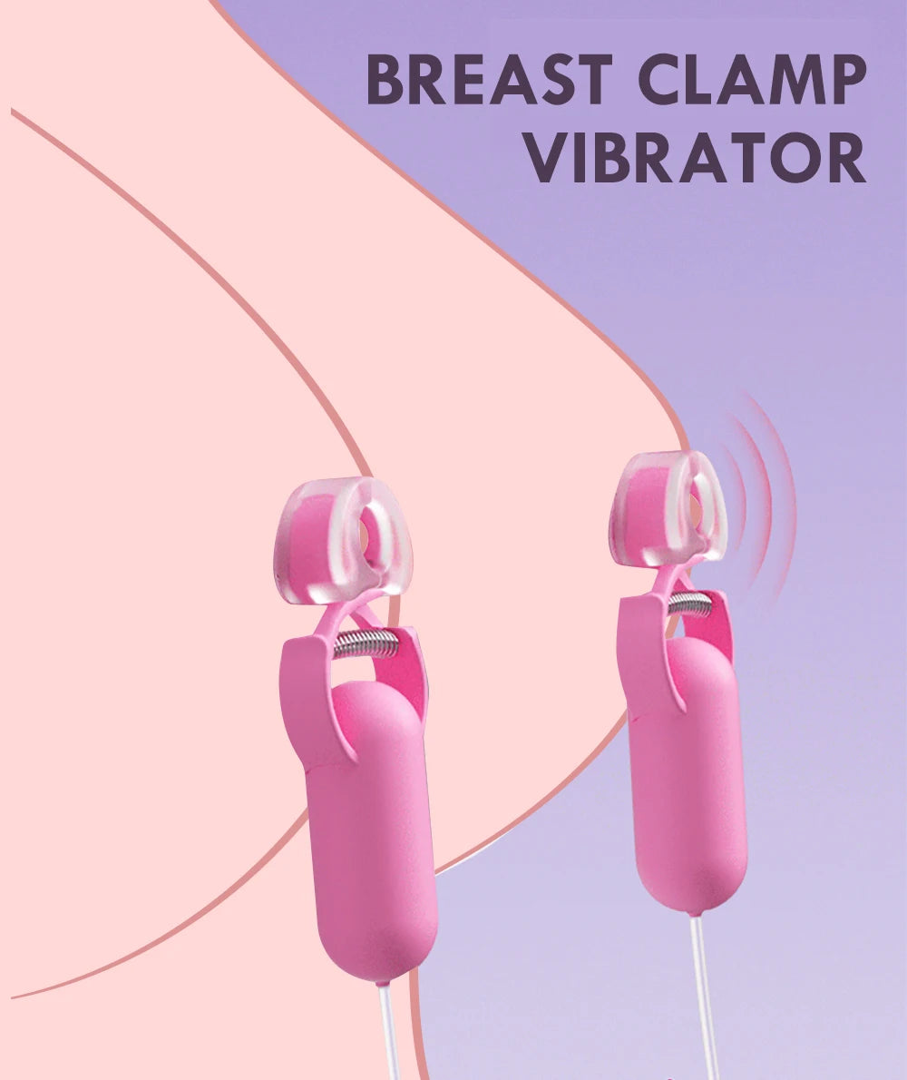 Silicone Nipple Clamps Vibrators with Remote Control 10 Mode Breast Massage Clitoris Clip Waterproof Flirting Sex Toys for Women