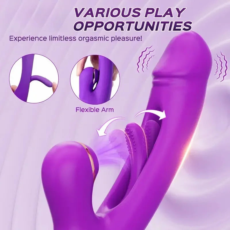 3-IN-1 Rabbit Vibrator Powerful Sucking Licking Nipples Clitoral Stimulator Massager Female G-Spot Finger Dildo Adult Sex Toys