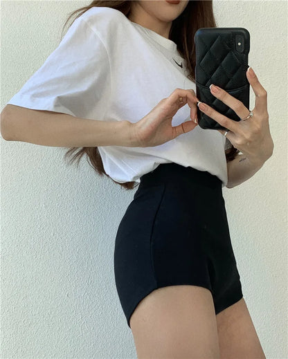 Fashion Casual Cute Sexy Black High Waisted Booty Shorts Women Clothing Female Woman OL Spring Summer Autumn Outerwear Clothes