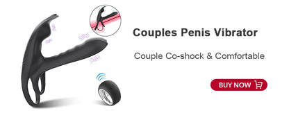 Dual Ring Vibrating Cock Ring Ejaculation Delay Penis Ring for Men Perineum Stimulator Sex Toy for Couples Game