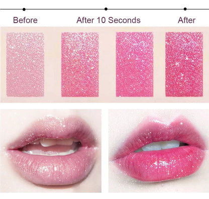 Temperature Color Changing Glitter Lipstick Waterproof Long Lasting Moisturizing Velvet Matte Lip Tint Red Pink Sexy Lips Makeup