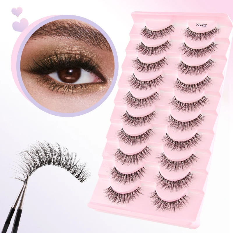 YSDO Natural False Eyelashes 3/6/10 Pairs Wispy Faux 3D Mink Lashes Reusable Fluffy Cat Fake Lashes Extension Makeup Tool Cílios