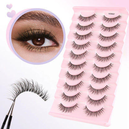 YSDO Natural False Eyelashes 3/6/10 Pairs Wispy Faux 3D Mink Lashes Reusable Fluffy Cat Fake Lashes Extension Makeup Tool Cílios