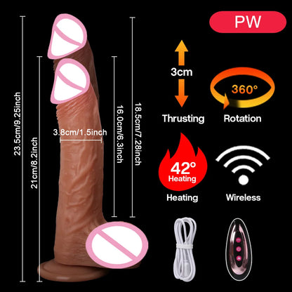 Automatic Thrusting Realistic Telescopic Dildo Remote Control Heating Rotating Machine Funny Adult Sex Toys Vibrator For Women