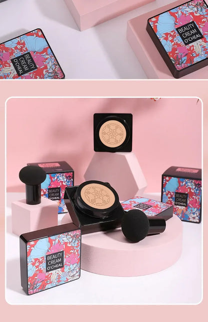 BB Cream Mushroom Head Air Cushion with Powder Puff Moisturizing Brightening Foundation Concealer CC Cream Base Makeup Cosmetics