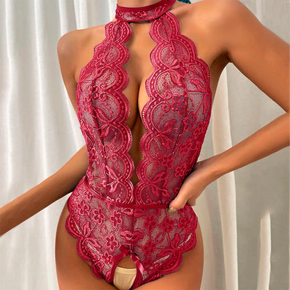 Erotic Lace Teddy Women's Lingerie Bodysuits Push Up Bras Sexy Exotic Clothing Lace Bow Ladies Pajamas Sexy Babydoll Bodysuits