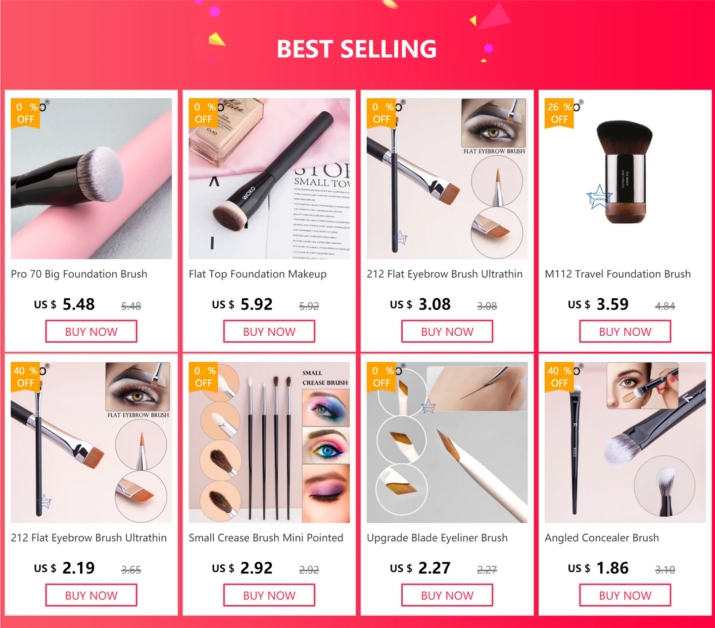 Hourglass Series Powder Foundation Makeup Brush Kabuki Contour Cream Blush Bronzer Make Up Eyeshadow Eyeliner Smudge Brush