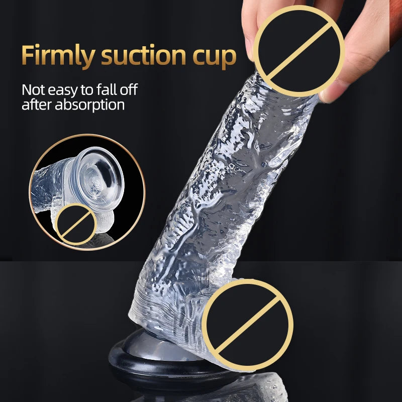 Big Crystal Jelly Realistic Clear Dildo Suction Cup Huge Transparent Penis Dick Anal Product Sex Toys For Woman Lesbian Adult