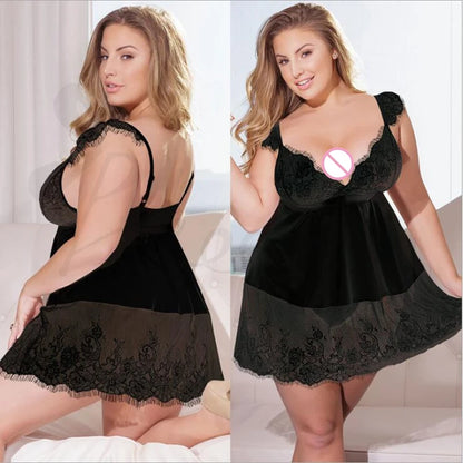 3XL~5XL Ladies Sexy Lingerie Hot Sexy Clothing Erotic Lace Flower Pajamas Underwear Pajamas Nightgown Sex Clothing