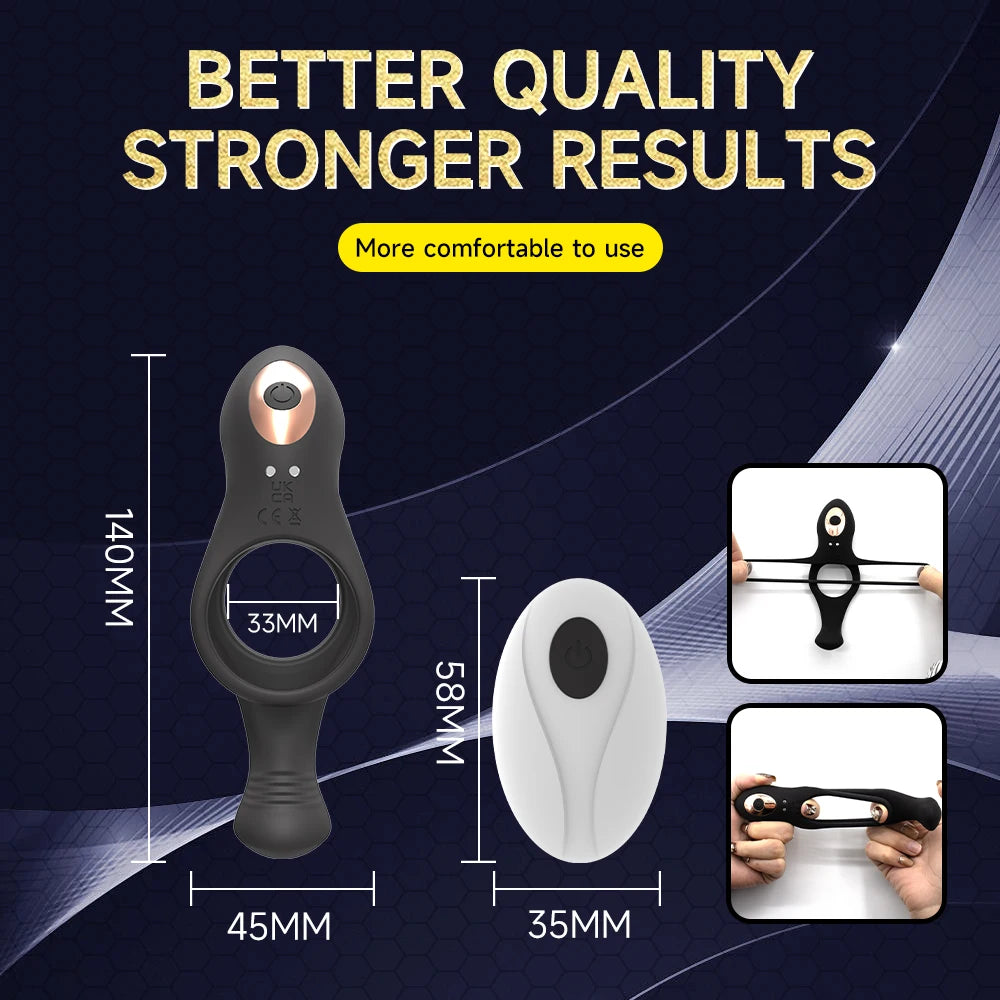 Wireless Remote Vibrating Cock Ring Clitoral Vibrator 10 Vibration Dual Penis Ring for Men G Spot Stimulator Sex Toy for Couples