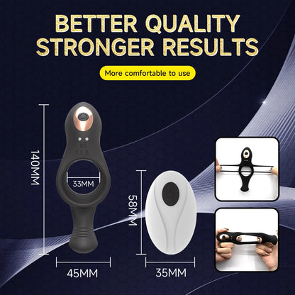 Wireless Remote Vibrating Cock Ring Clitoral Vibrator 10 Vibration Dual Penis Ring for Men G Spot Stimulator Sex Toy for Couples