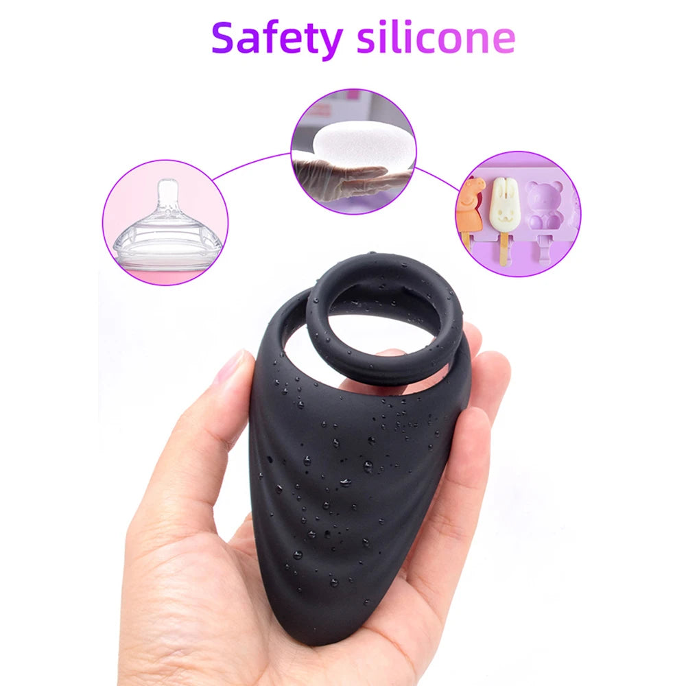 Dual Ring Vibrating Cock Ring Ejaculation Delay Penis Ring for Men Perineum Stimulator Sex Toy for Couples Game