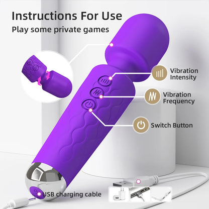 20 Speeds Powerful Dildo Vibrator Female AV Massager Wand G Spot Clitoris for Women Adult Sex Toys Masturbator Muscle Relaxation