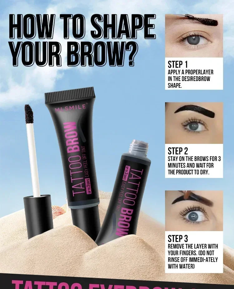 Semi-Permanent Peel Off Dye Eyebrow Cream Waterproof Eye Brow Tattoo Tint 3 Day Long Lasting Tearing Eyebrow Gel Makeup Cosmetic