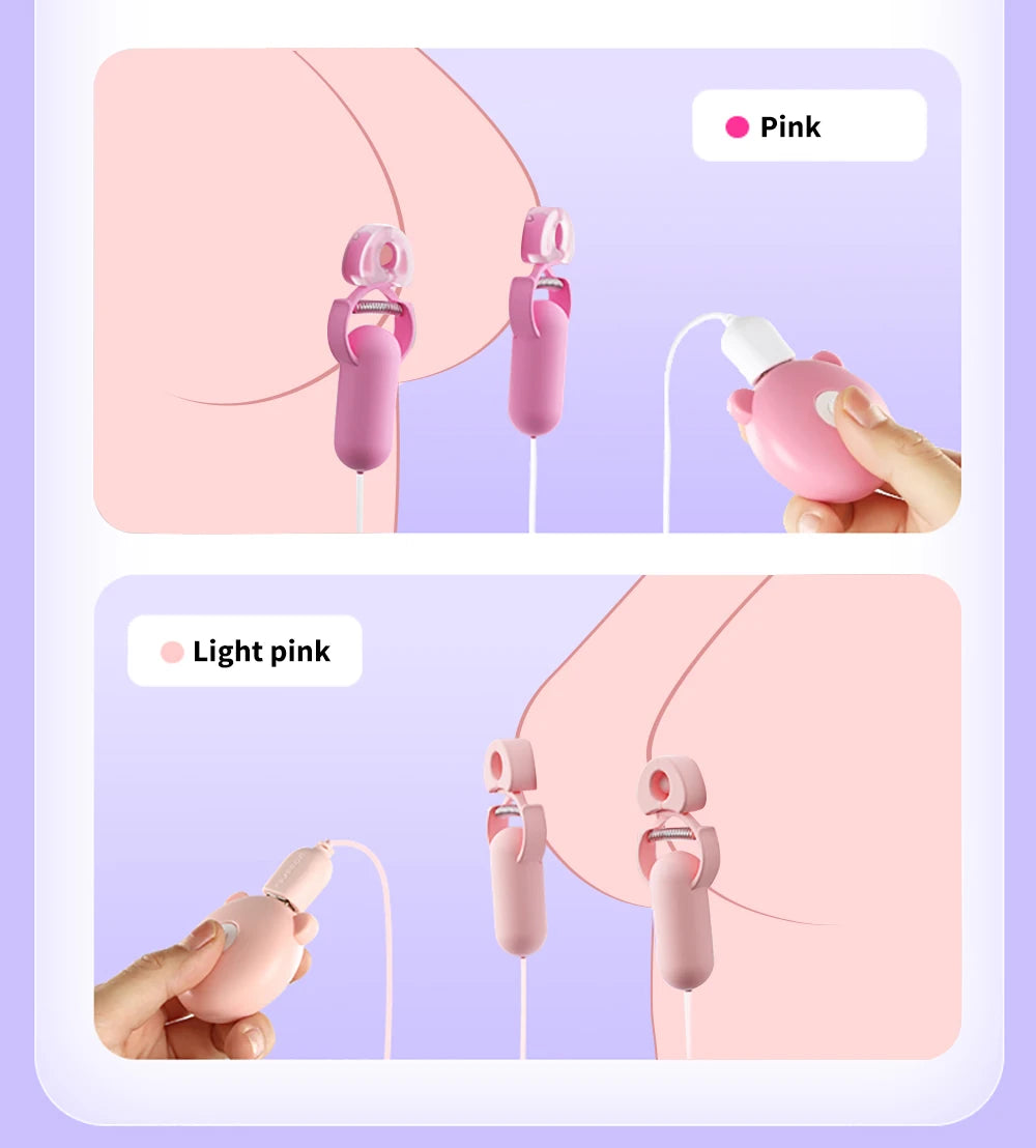 Silicone Nipple Clamps Vibrators with Remote Control 10 Mode Breast Massage Clitoris Clip Waterproof Flirting Sex Toys for Women