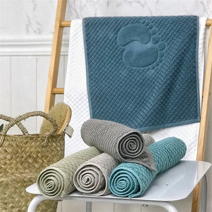 Footprint Cotton Home Hotel Floor Towel Ant-slip Spa Beauty Bath Mat for Bathroom Toilet Bathtub Pad Absorbent Floor Mat 80x50cm