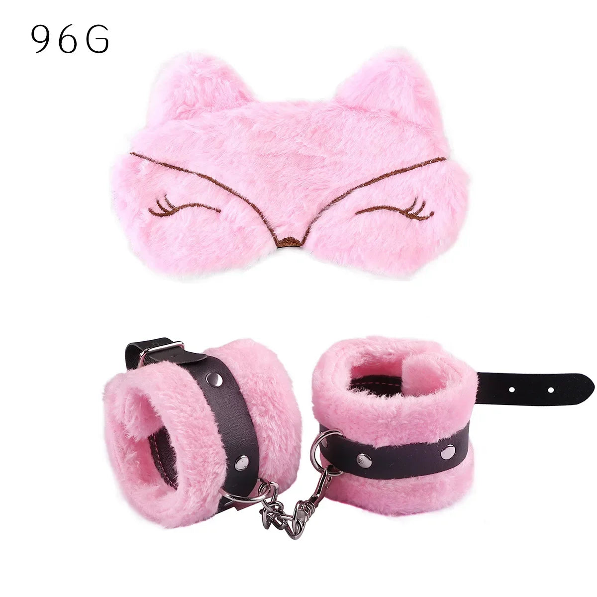 SM Handcuffs Toy Adjustable PU Leather Plush Handcuffs Blindfold Masks Restraints Bondage Sex Toy For Adults Games Accessories