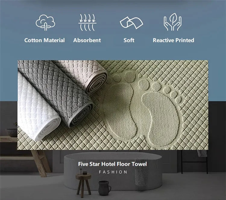 Footprint Cotton Home Hotel Floor Towel Ant-slip Spa Beauty Bath Mat for Bathroom Toilet Bathtub Pad Absorbent Floor Mat 80x50cm