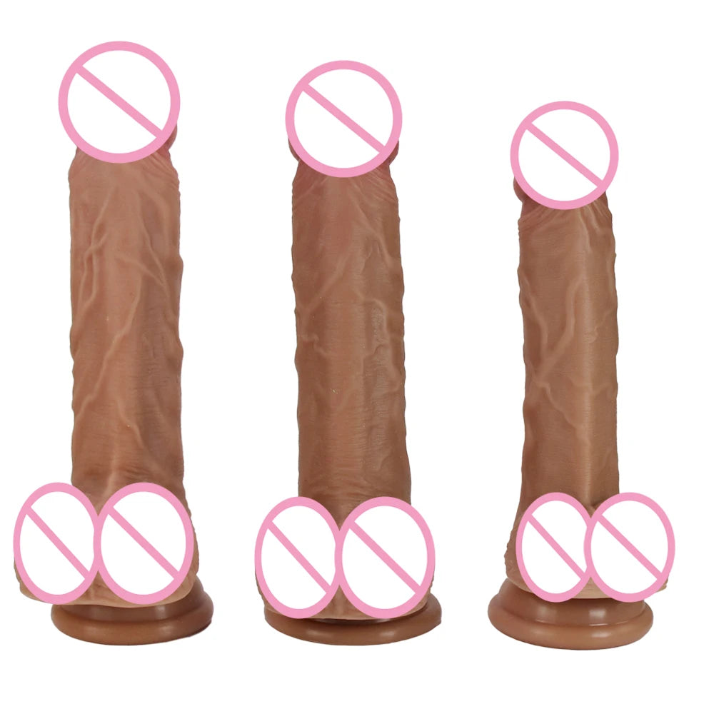 Soft Dildo Realistic Penis Adult Sexy Toys for Woman Men Vagina Anal Massage stimulator Silicone Layer Dildo with Suction Cup