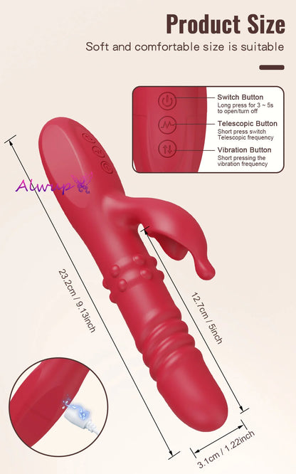 Rabbit Vibrator For Women Powerful G Spot Telescopic Rotating Clitoris Vagina Stimulator Female Masturbator For Adult Sexy Toys