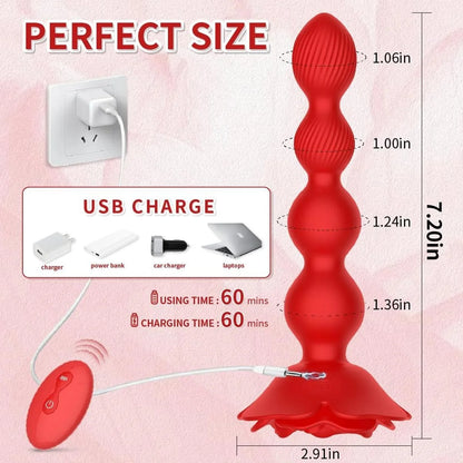 Anal Pull Bead 360° rotating vibrators prostate massager Vaginal Stimulator Rose Remote Control adult sex toys for couples