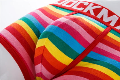 Jockmail Fashion Brand Sexy Underwear Men Boxer Rainbow Stripe Boxershorts Men Low-Rise Breathable Pouch Gay Calzoncillos Hombre