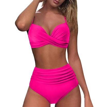 Y2k Sexy Push Up Two Piece Swimsuits Women'S Vintage High Waist Sling Bikini Swimwear Summer Hawaiian Beachwear Trajes De Bano