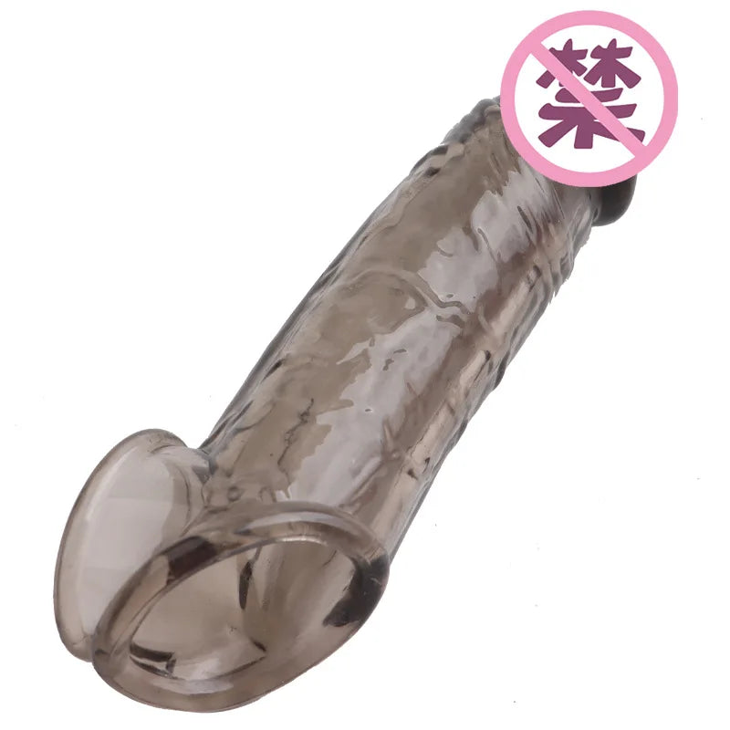 Silicone Reusable Penis Sleeve Extender Delay Ejaculation Ejaculation Strong Erection Sex Toy Adult Sex Toy For Men Linen Nozzle