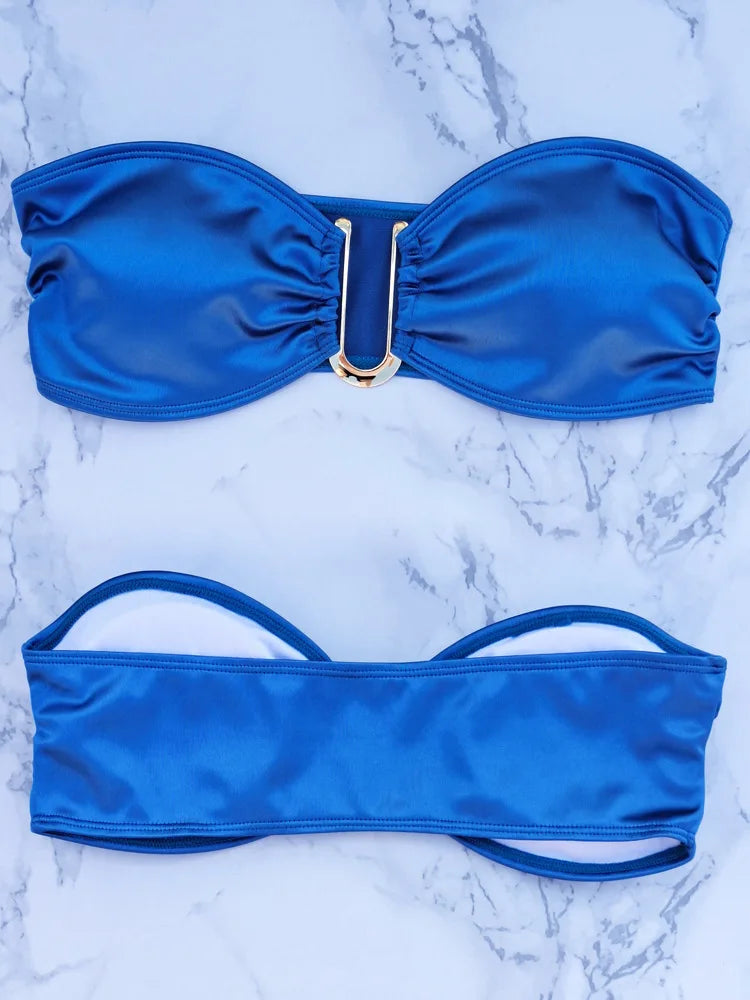 Strapless Push Up Swimwear Women Sexy Bikini Sets 2024 Summer Fashion Micro Bikini Women Low Waist Maillots De Bain Femme