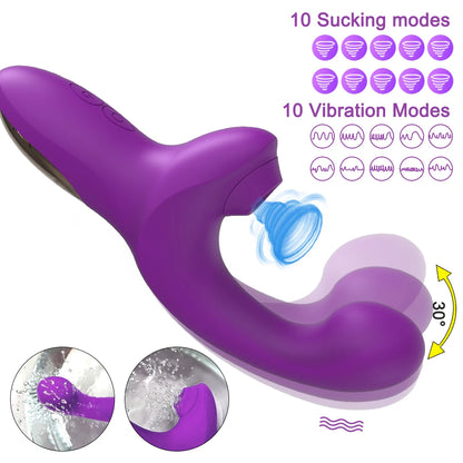 20 Speeds Powerful Dildo Vibrator for Women Clit Sucker Vacuum Clitoris Stimulator Adults Goods Finger Wiggling Adults Sex Toy