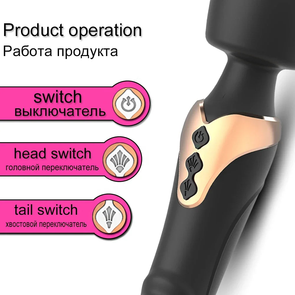 Powerful Dildos Vibrator Dual motor silicone large size Wand G-Spot Massager Sex Toy For Couple Clitoris Stimulator for Adults