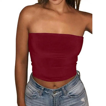 Women's Clothing Strapless Top Sexy Sleeveless Crop Top Elastic Boob Bandeau Tube Tops Shirt Cami Top топ женские топы женские