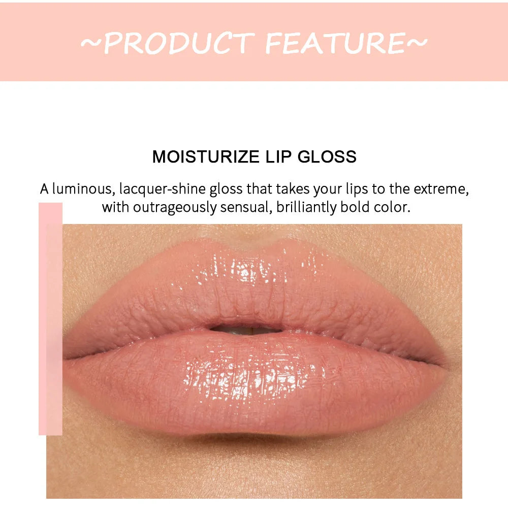 Handaiyan Lip Gloss Sexy Plump Glitter Crystal Jelly Red Nude Lipstick Liquid Waterproof Moisturize Oil Lipgloss Makeup