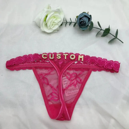 Custom Name Thongs Letters Name Sexy Lace Bikini Panties Personalized G-Strings Lingerie Underwear Valentine's Day Women Gifts