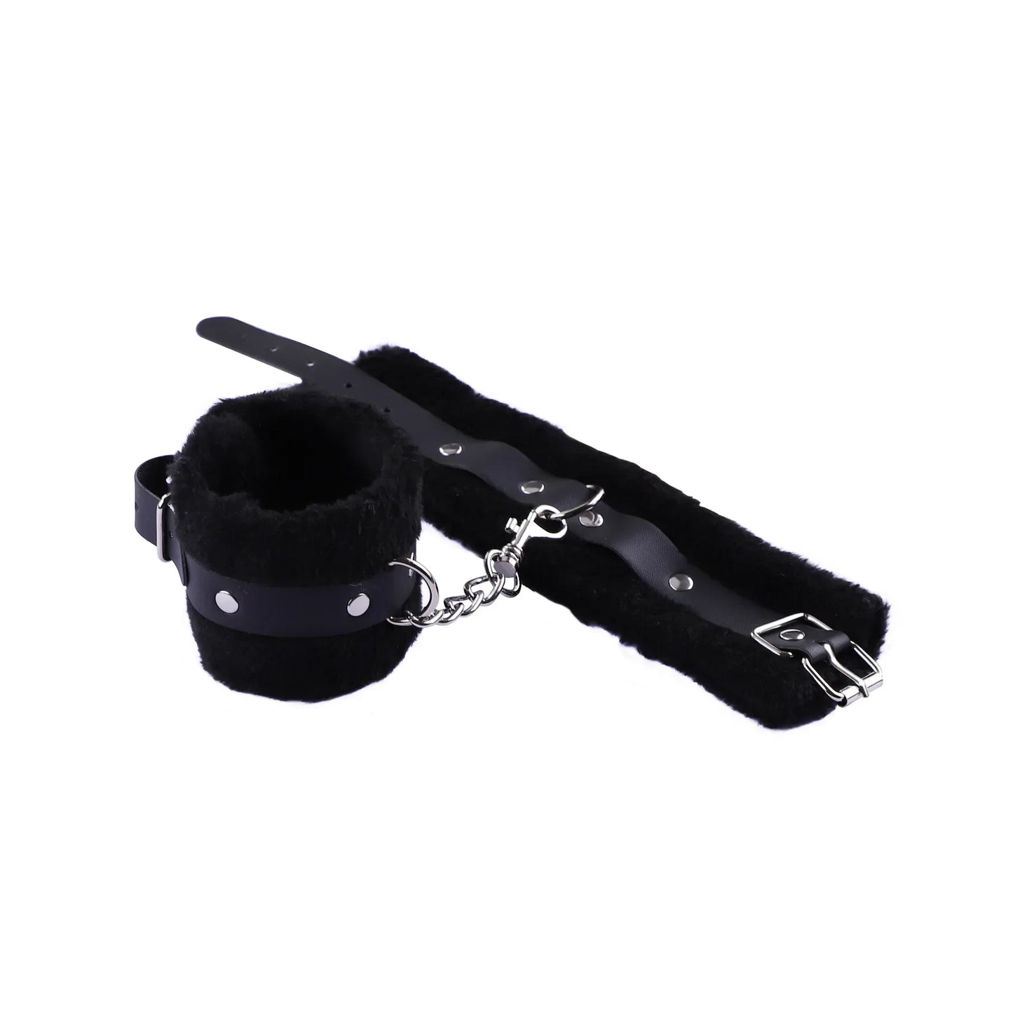 SM Handcuffs Toy Adjustable PU Leather Plush Handcuffs Blindfold Masks Restraints Bondage Sex Toy For Adults Games Accessories