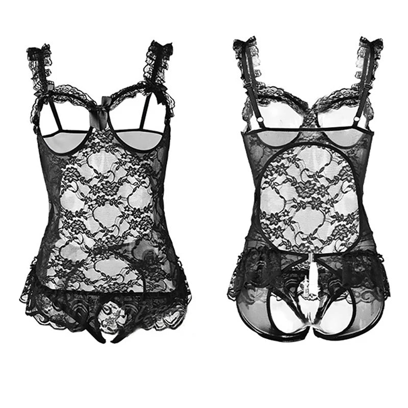 Hot Women's Sex Lingerie Lace Open Breasts Bdsm Crotchless Bodysuit Sexy Underwear 18 Night Of Desire Babydoll Fantasy Clothing