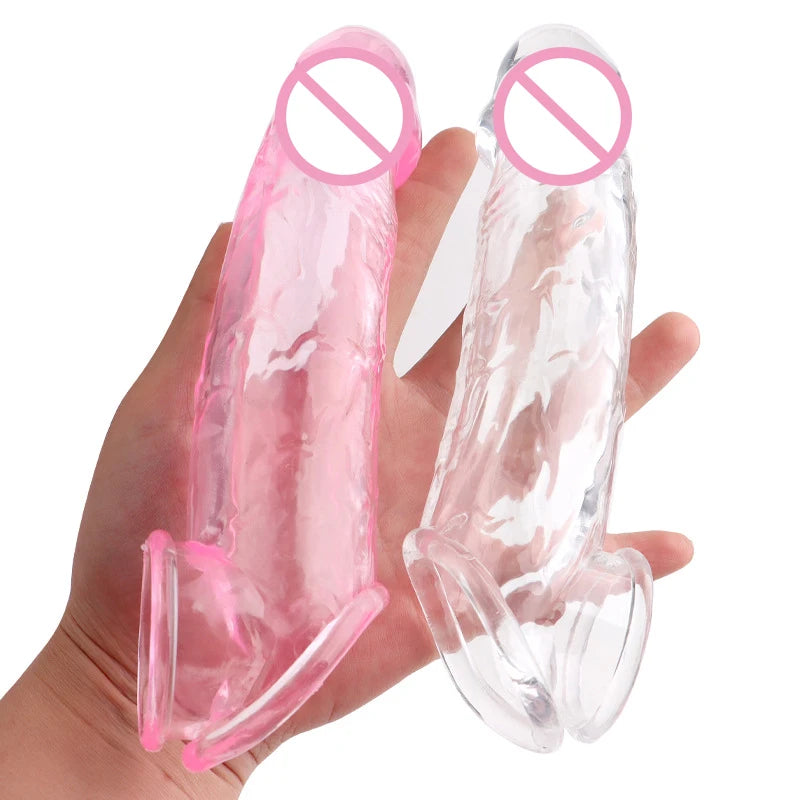 Silicone Reusable Penis Sleeve Extender Delay Ejaculation Ejaculation Strong Erection Sex Toy Adult Sex Toy For Men Linen Nozzle