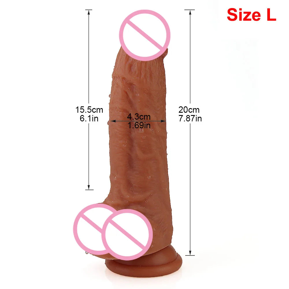 Skin Feeling Realistic Penis Soft Sexy Huge Dildo Female Masturbator Double-layer Silicone Suction Cup Dildos for Women Big Dick