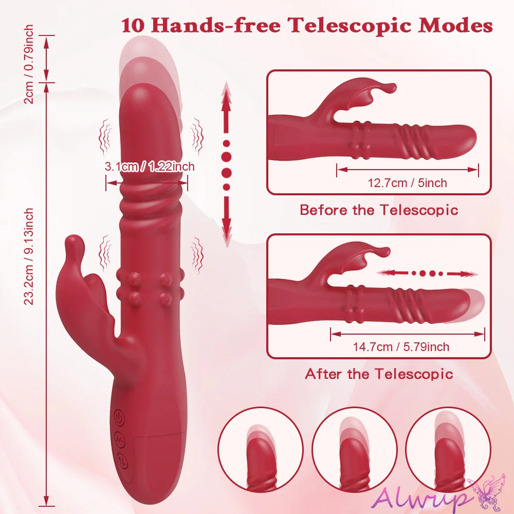 Rabbit Vibrator For Women Powerful G Spot Telescopic Rotating Clitoris Vagina Stimulator Female Masturbator For Adult Sexy Toys