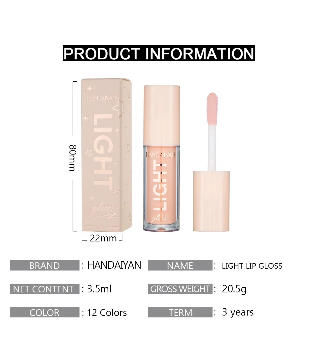 Handaiyan Lip Gloss Sexy Plump Glitter Crystal Jelly Red Nude Lipstick Liquid Waterproof Moisturize Oil Lipgloss Makeup