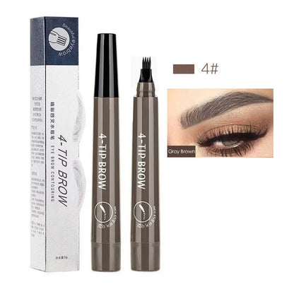 5 Colors Waterproof 4 Fork Tip Eyebrow Tattoo Pencil Long Lasting Brown Liquid Eyebrow Pen Eye Cosmetics Women Beauty Makeup