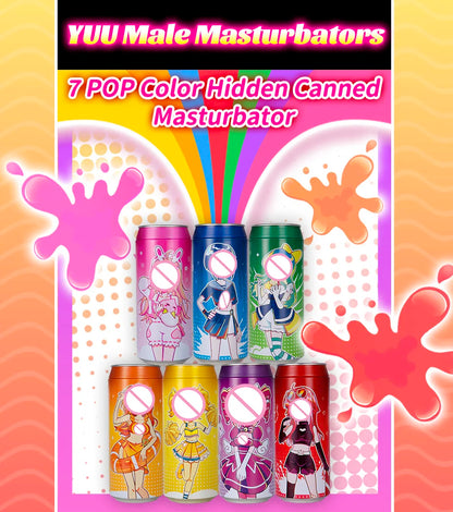 YUU 7 Colors Hidden Canned Masturbator for Male Anime Pussy Masturbation Egg Artificial Vagina Extended Canned Masturbators Toys